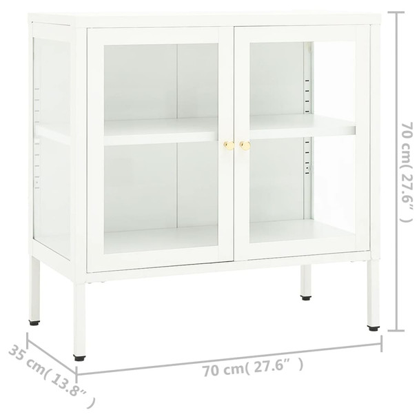 Komoda bijela 70 x 35 x 70 cm od čelika i stakla 336065