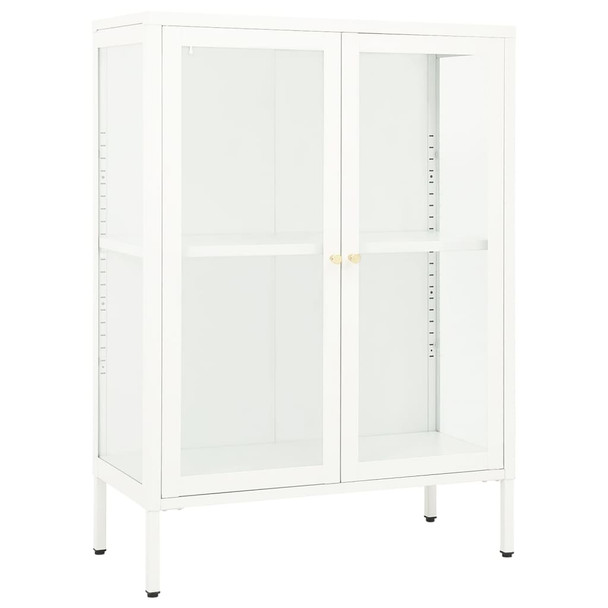 Komoda bijela 75 x 35 x 105 cm od čelika i stakla 336071