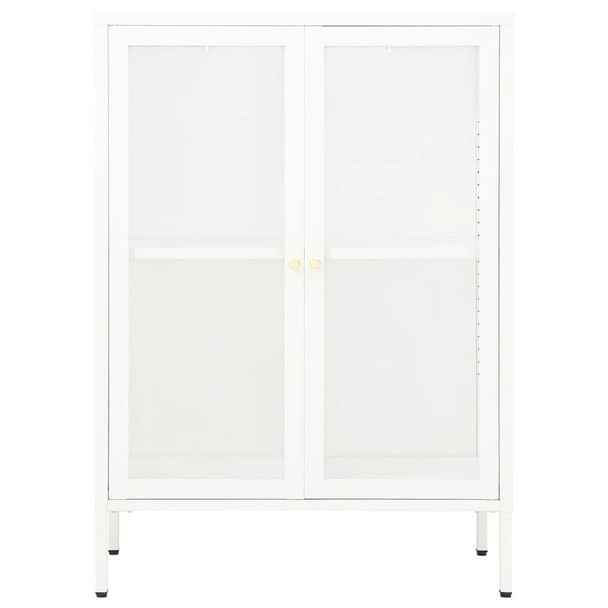 Komoda bijela 75 x 35 x 105 cm od čelika i stakla 336071