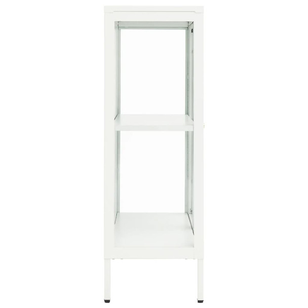 Komoda bijela 75 x 35 x 105 cm od čelika i stakla 336071