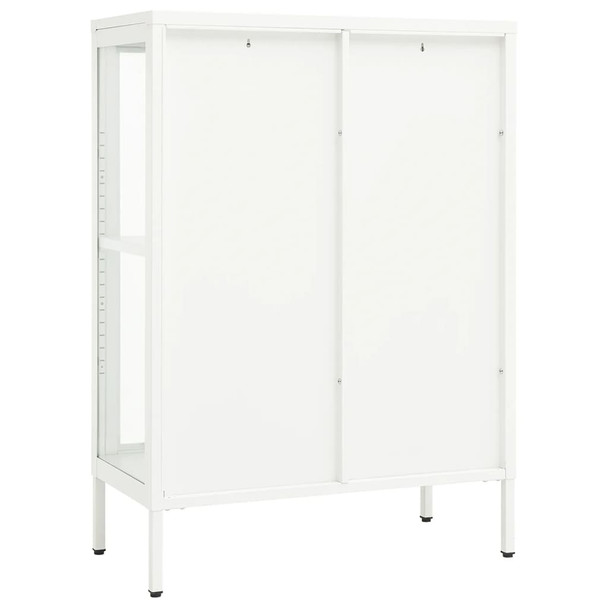 Komoda bijela 75 x 35 x 105 cm od čelika i stakla 336071