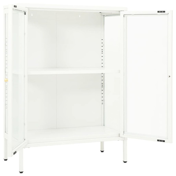 Komoda bijela 75 x 35 x 105 cm od čelika i stakla 336071