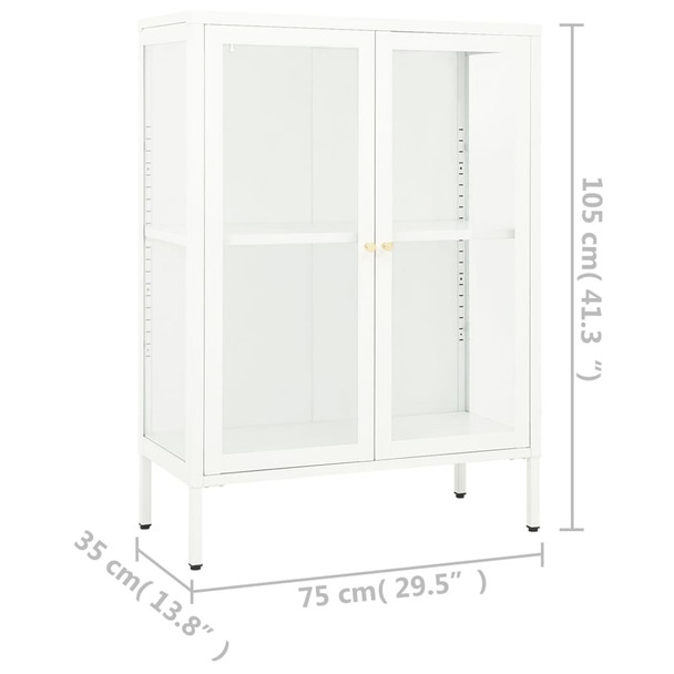 Komoda bijela 75 x 35 x 105 cm od čelika i stakla 336071