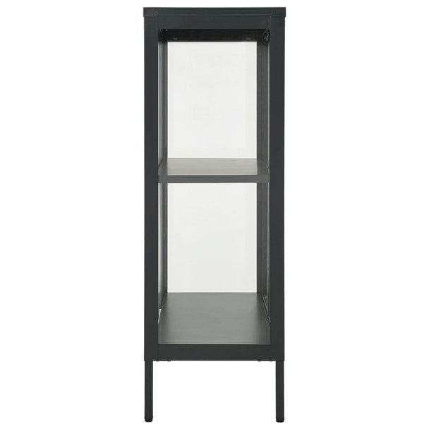 Komoda antracit 75 x 35 x 105 cm od čelika i stakla 336072