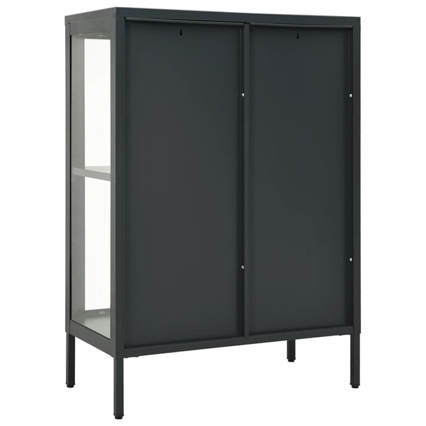 Komoda antracit 75 x 35 x 105 cm od čelika i stakla 336072