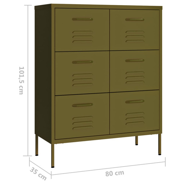 Ladičar maslinasto zeleni 80 x 35 x 101,5 cm čelični 336144