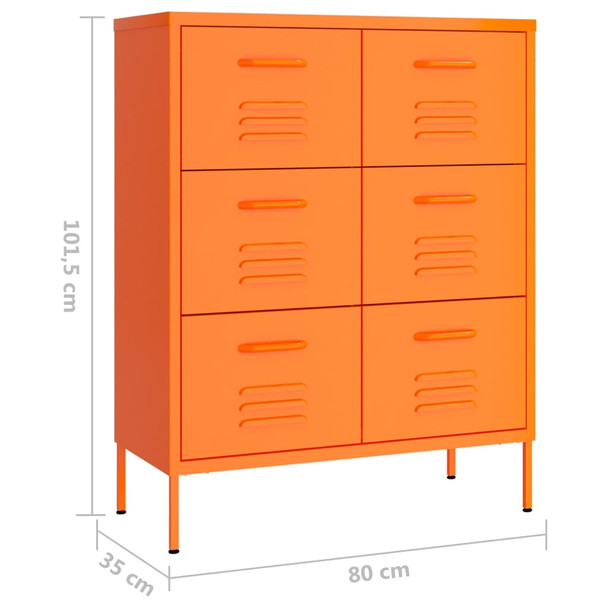 Ormarić s ladicama narančasti 80 x 35 x 101,5 cm čelični 336147