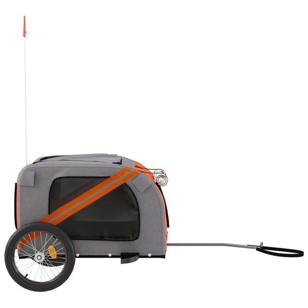 Prikolica za bicikl za pse narančasto-crna od tkanine i željeza 93879