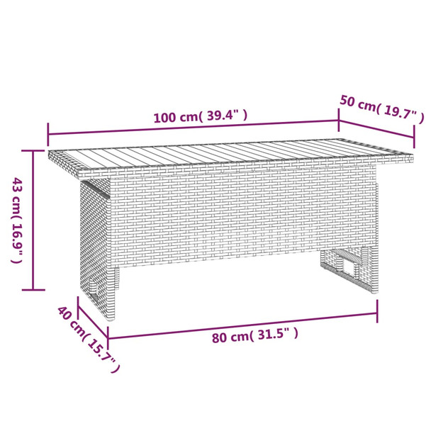 Vrtni stol crni 100x50x43/63 cm od drva bagrema i poliratana 362187