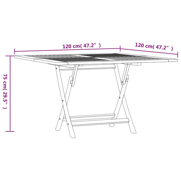 Sklopivi vrtni stol 120 x 120 x 75 cm od masivne tikovine 362616