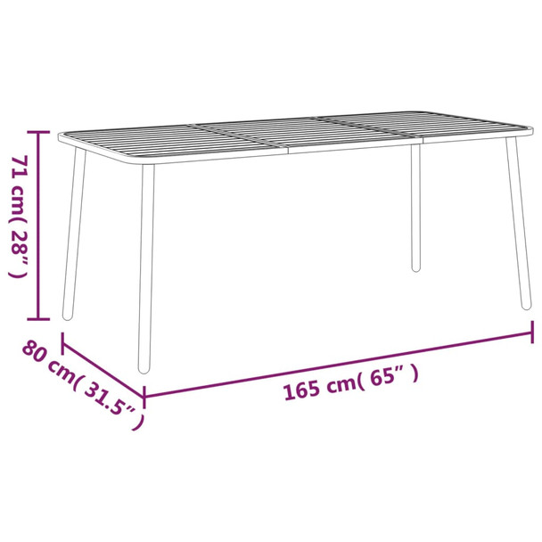 Vrtni stol antracit 165x80x71 cm čelični 362740