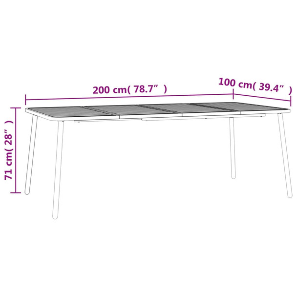 Vrtni stol antracit 200x100x71 cm čelični 362741