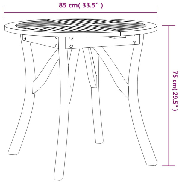 Vrtni stol Ø 85 cm od masivnog bagremovog drva 363302