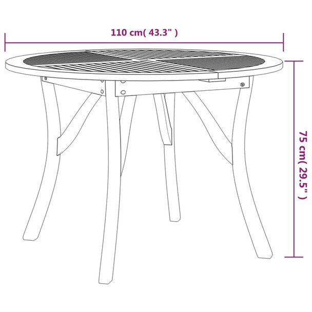 Vrtni stol Ø 110 cm od masivnog bagremovog drva 363303