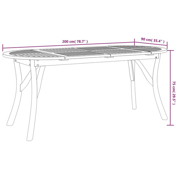 Vrtni stol 200 x 90 x 75 cm od masivnog bagremovog drva 363307