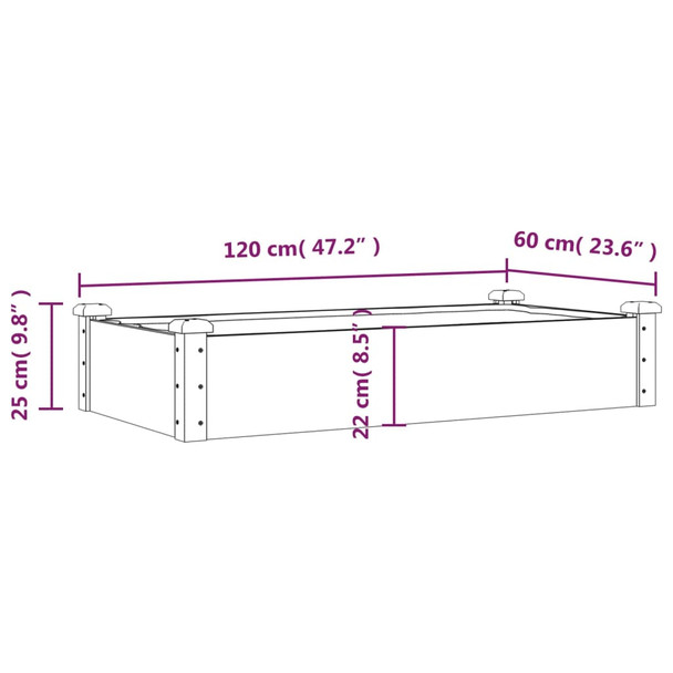 Povišena vrtna gredica s oblogom siva 120x60x25 cm od jelovine 364291