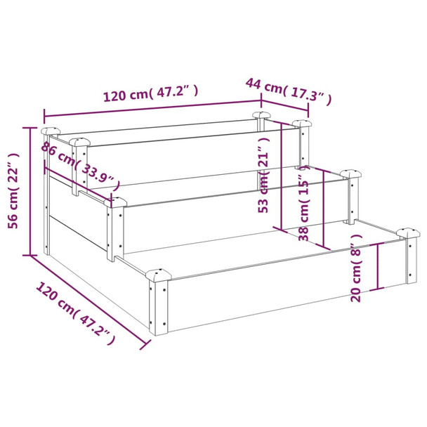 Povišena vrtna gredica 120 x 120 x 56 cm od masivne jelovine 364304