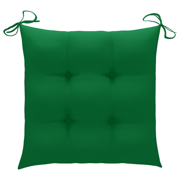Vrtne stolice sa zelenim jastucima 8 kom od masivne tikovine 3072909
