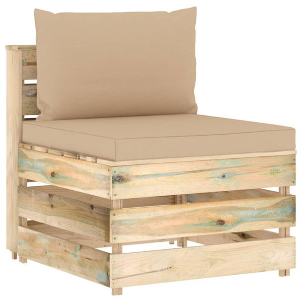 Modularna srednja sofa s jastucima od zeleno impregniranog drva 3074510