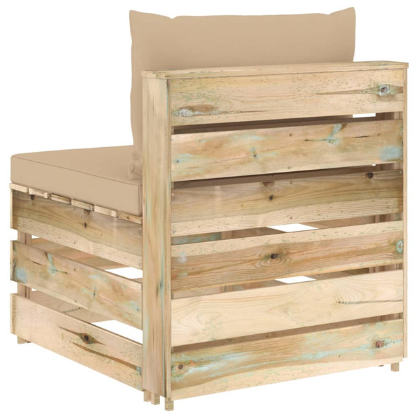 Modularna srednja sofa s jastucima od zeleno impregniranog drva 3074510