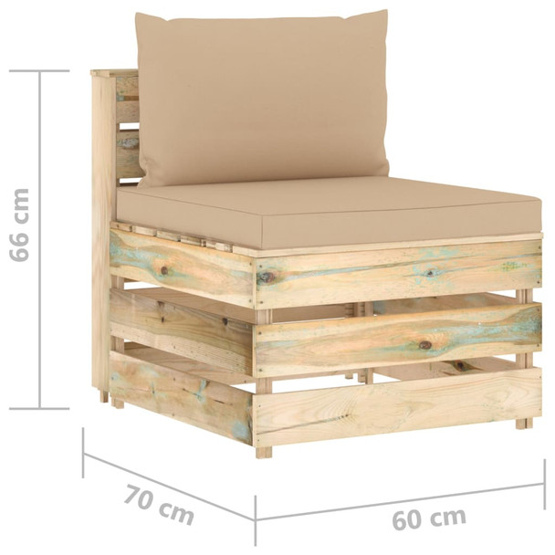 Modularna srednja sofa s jastucima od zeleno impregniranog drva 3074510