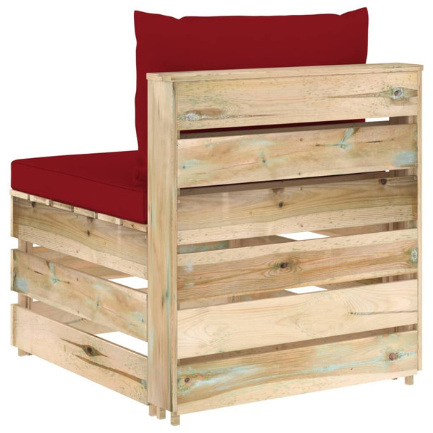 Modularna srednja sofa s jastucima od zeleno impregniranog drva 3074516