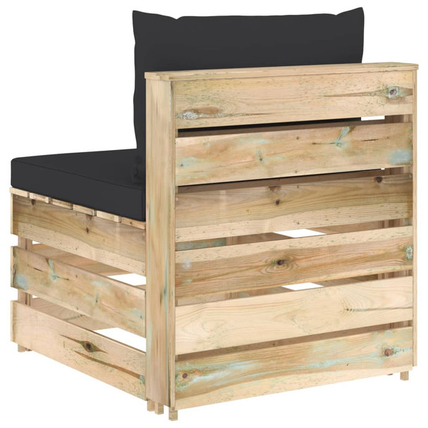 Modularna srednja sofa s jastucima od zeleno impregniranog drva 3074514