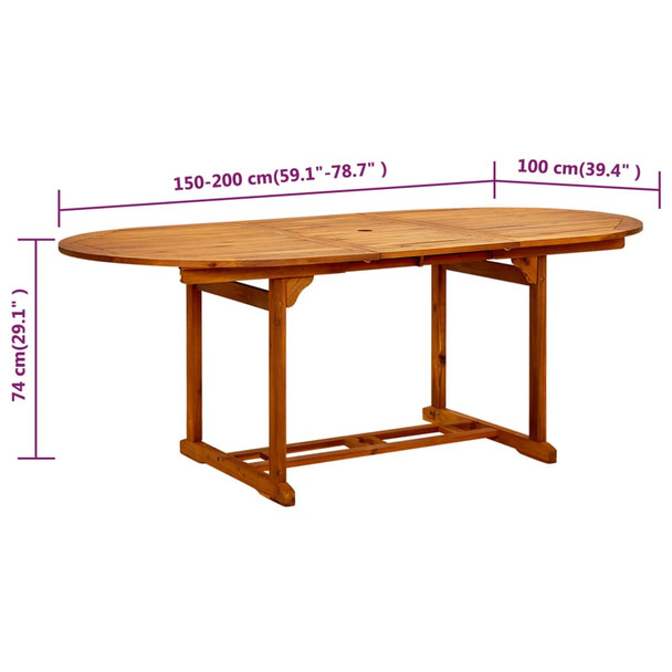 Vrtni stol od masivnog bagremovog drva 200 x 100 x 75 cm 41818