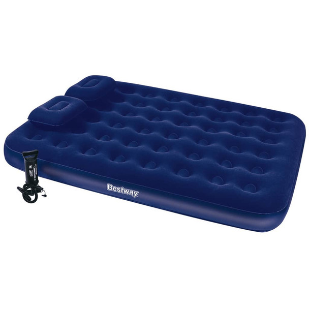 90750 Bestway Inflatable Flocked Airbed with Pillow and Air Pump 203 x 152 x 22 cm 67374 90750