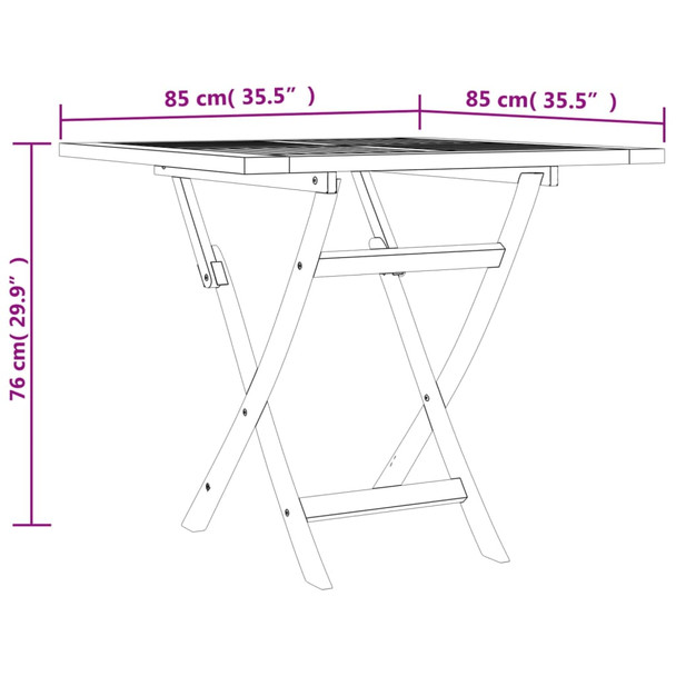 Sklopivi vrtni stol 85 x 85 x 76 cm od masivne tikovine 47419