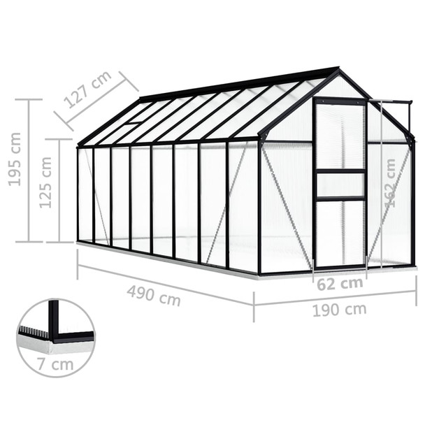 Staklenik s okvirom antracit 9,31 m² aluminijski 48220