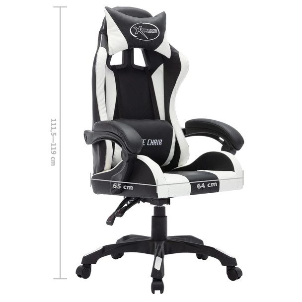 Igraća stolica s RGB LED svjetlima bijelo-crna od umjetne kože 288001