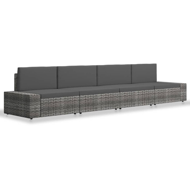 4-dijelna vrtna garnitura od poliratana siva 3054605