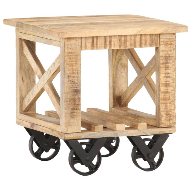 Bočni stolić s kotačima 40 x 40 x 42 cm od grubog drva manga 320936
