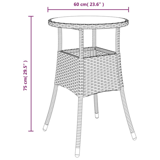 Vrtni stol Ø 60 x 75 cm od kaljenog stakla i poliratana bež 310601