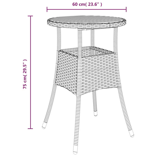 Vrtni stol Ø 60 x 75 cm od bagremovog drva i poliratana crni 310602