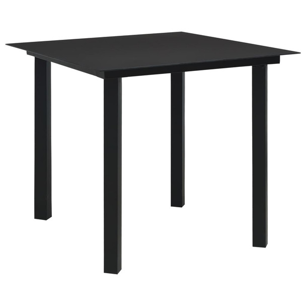 Vrtni blagovaonski stol crni 80 x 80 x 74 cm od čelika i stakla 312161