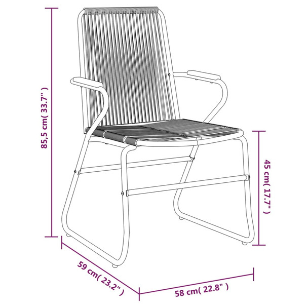 Vrtne stolice 2 kom crne 58 x 59 x 85,5 cm od PVC ratana 312173