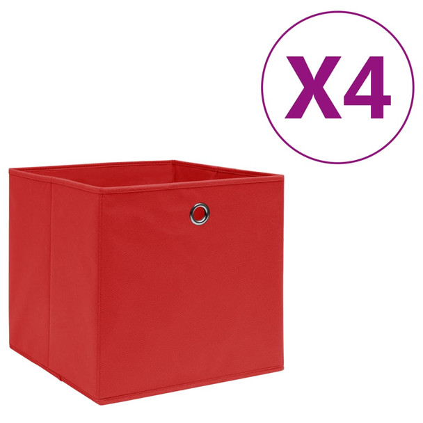 Kutije za pohranu od netkane tkanine 4 kom 28x28x28 cm crvene 325219