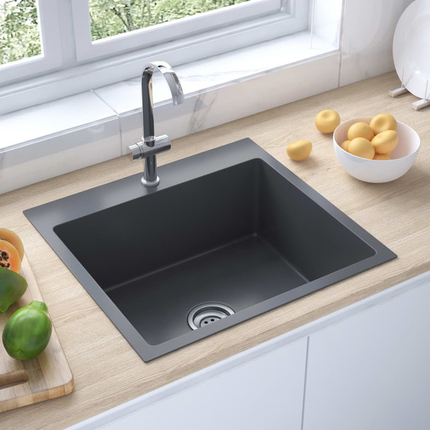 Ručno rađeni kuhinjski sudoper crni od nehrđajućeg čelika 51509