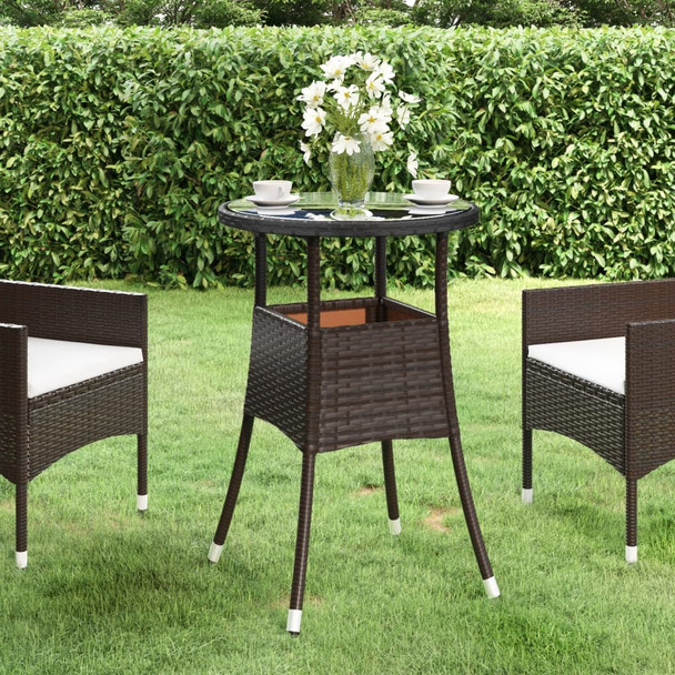 Vrtni stol Ø 60 x 75 cm od kaljenog stakla i poliratana smeđi 310599
