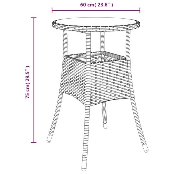 Vrtni stol Ø 60 x 75 cm od kaljenog stakla i poliratana smeđi 310599