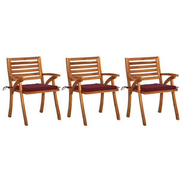 Vrtne blagovaonske stolice s jastucima 3 kom od bagremovog drva 3060808