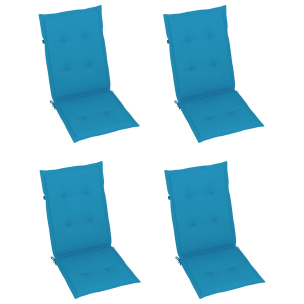 Vrtne stolice s plavim jastucima 4 kom od masivne tikovine 3065534