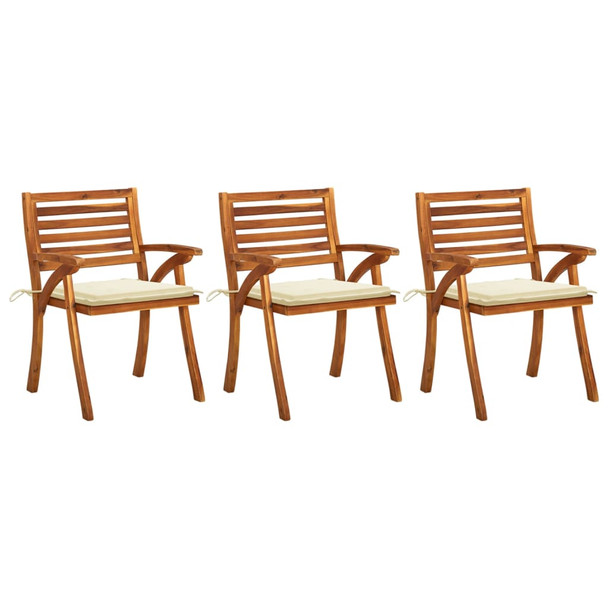 Vrtne blagovaonske stolice s jastucima 3 kom od bagremovog drva 3060787