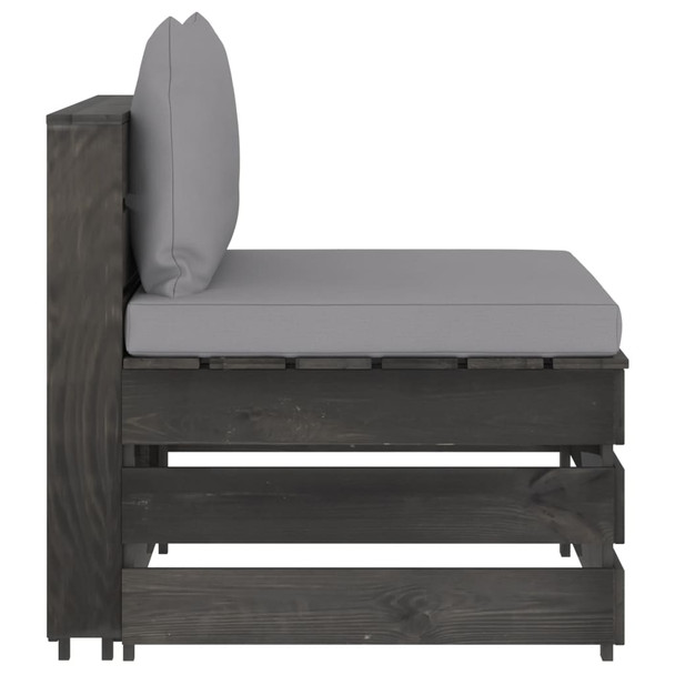 Modularna srednja sofa s jastucima od sivo impregniranog drva 3068121