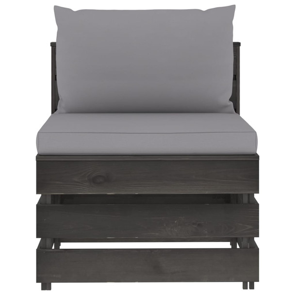 Modularna srednja sofa s jastucima od sivo impregniranog drva 3068121