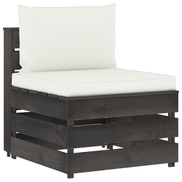 Modularna srednja sofa s jastucima od sivo impregniranog drva 3068122