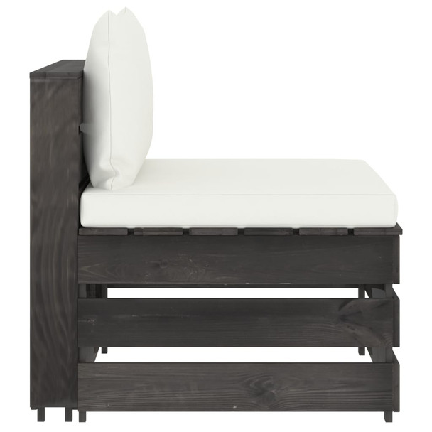 Modularna srednja sofa s jastucima od sivo impregniranog drva 3068122