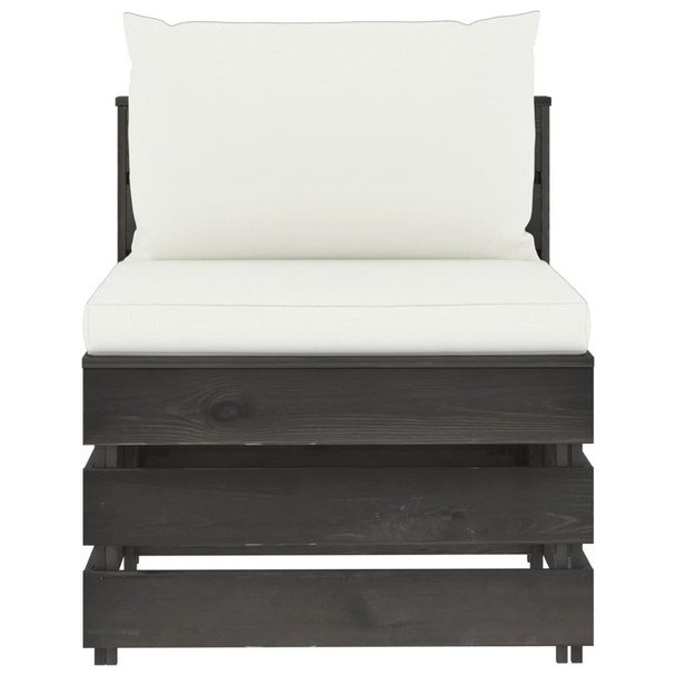 Modularna srednja sofa s jastucima od sivo impregniranog drva 3068122